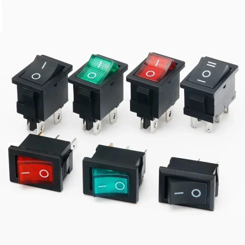 100/500 PCS KCD1 Snap On Rocker Switch 6A/250V AC&10A/125V AC 21*15mm Snap-In ON-OFF/ON-OFF-ON Marine Rocker Power Switch