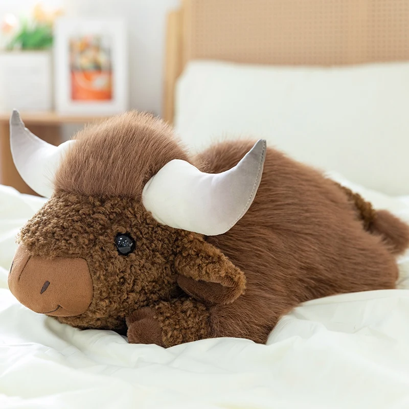 

Cute Bison Buffalo Plush Toy 3 Sizes Soft Fluffy Wild Ox Stuffed Animal for Gifts and Home Decor.
