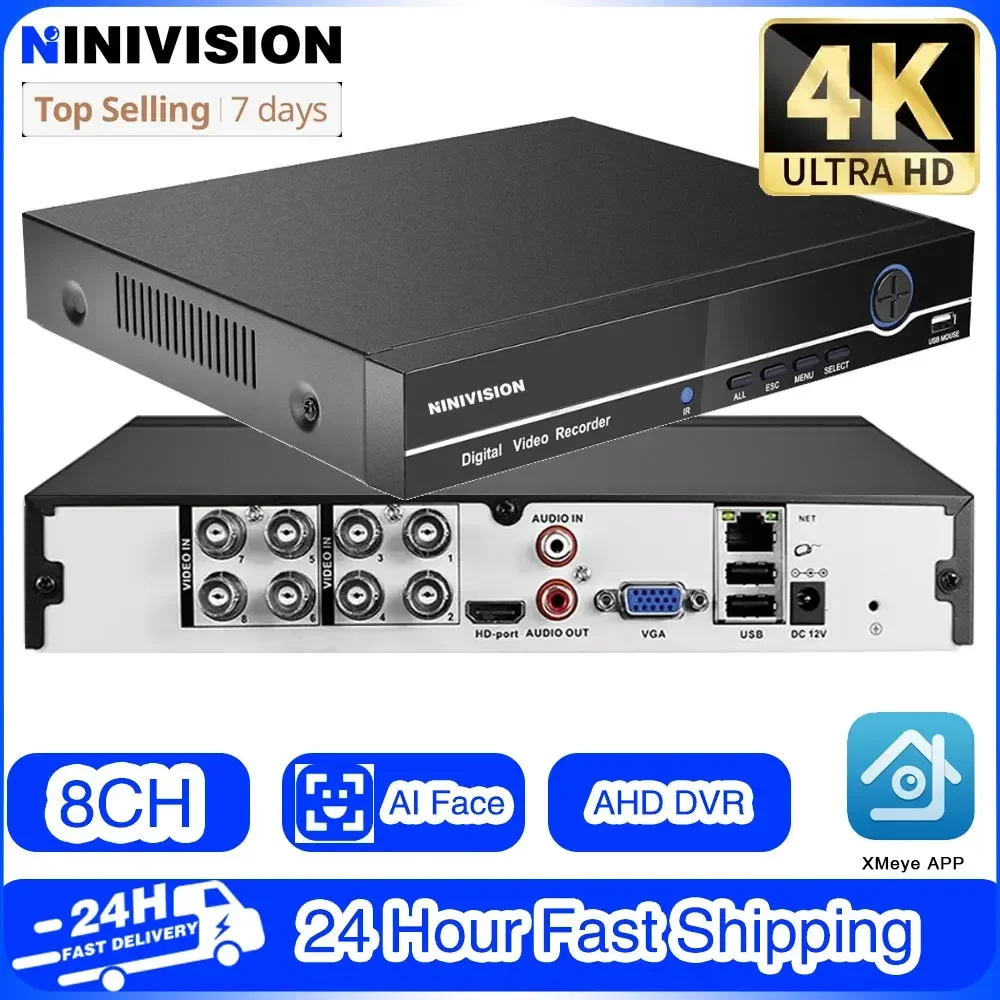 8 Channel CCTV AHD DVR HD 8MP DVR AHD-N Hybrid 4K DVR 6in1 Video Recorder for AHD TVI CVI CVBS Analog Camera IP Camera 8CH