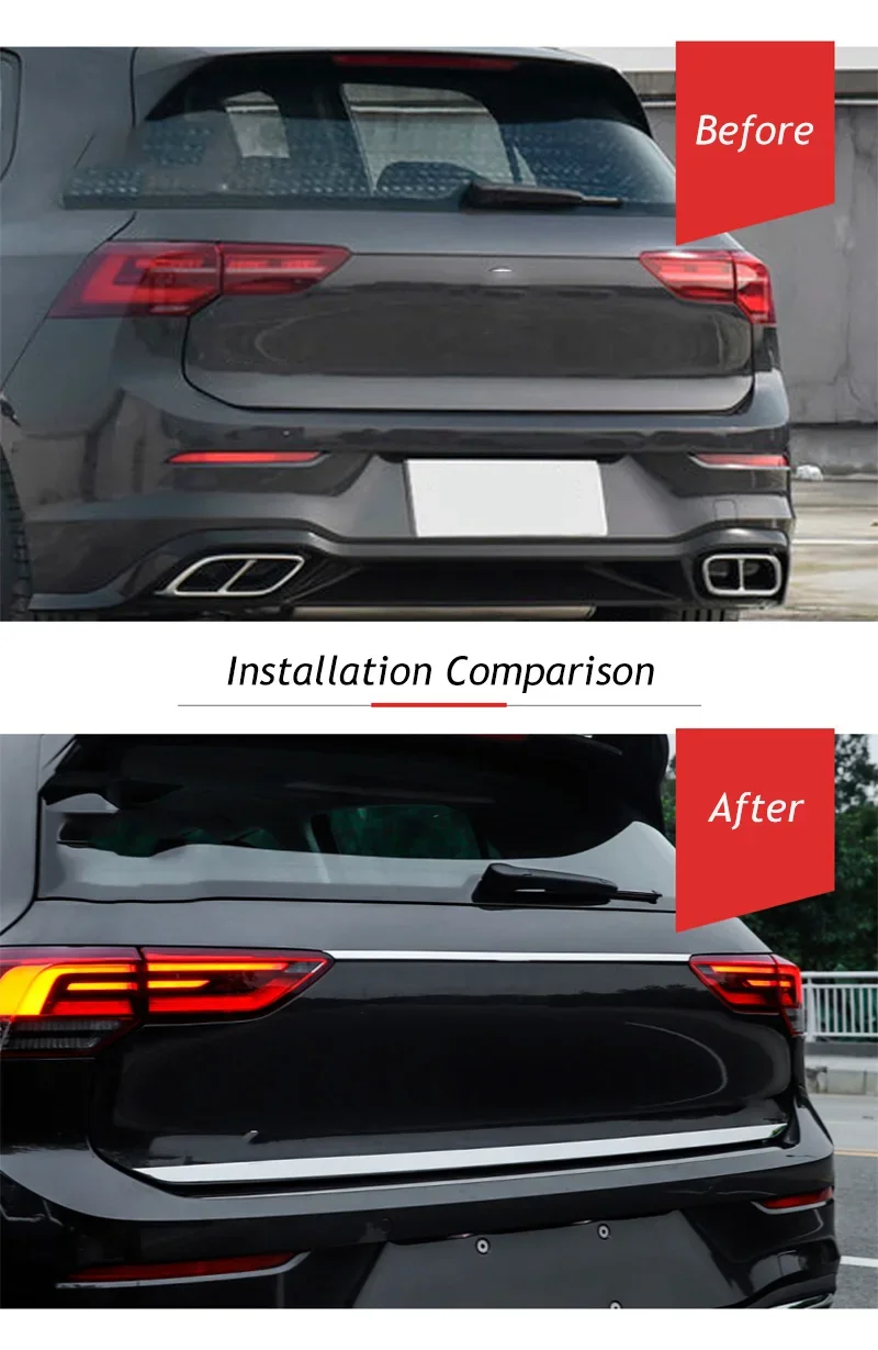 Car Rearguard Trunk Rear Bumper Tail Box Door Trim Stickers Strip Garnish Styling for VW Golf 8 MK8 2020 2021 2022 2023