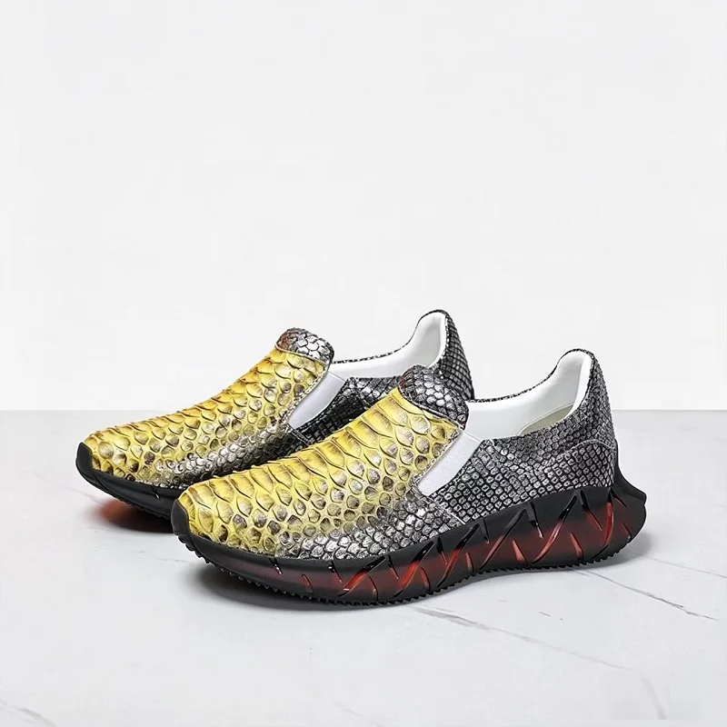 

Новинка 2026 года: Модные мужские повседневные туфли из натуральной кожи под змеиную кожу, PDD22