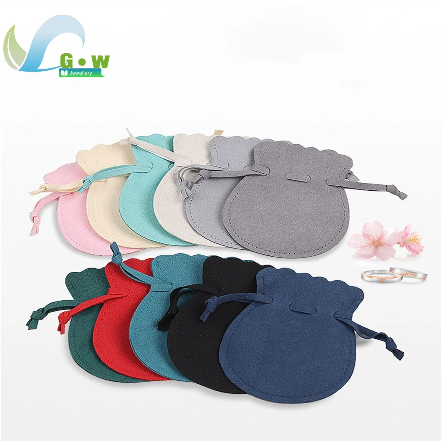 Soft Velvet Drawstring Jewelry Pouch Microfiber Suede Hulu Shape Round Bottom Travel Storage Bag Gift Wrap Purse Anti Tarnish Po