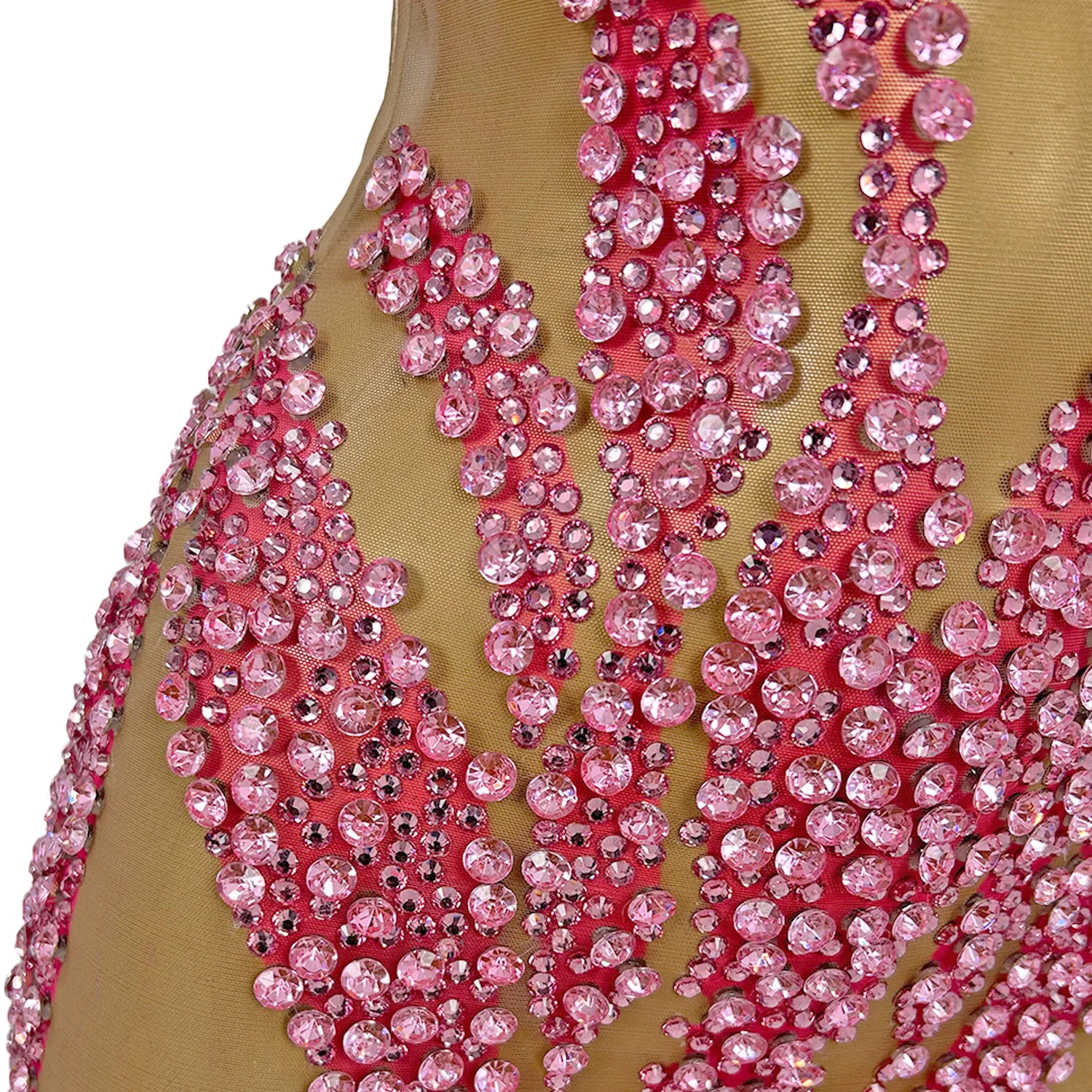 Abito da palcoscenico sexy elegante scintillante con strass rosa, abito da donna, cocktail party, spettacolo, costume da servizio fotografico Xuelian