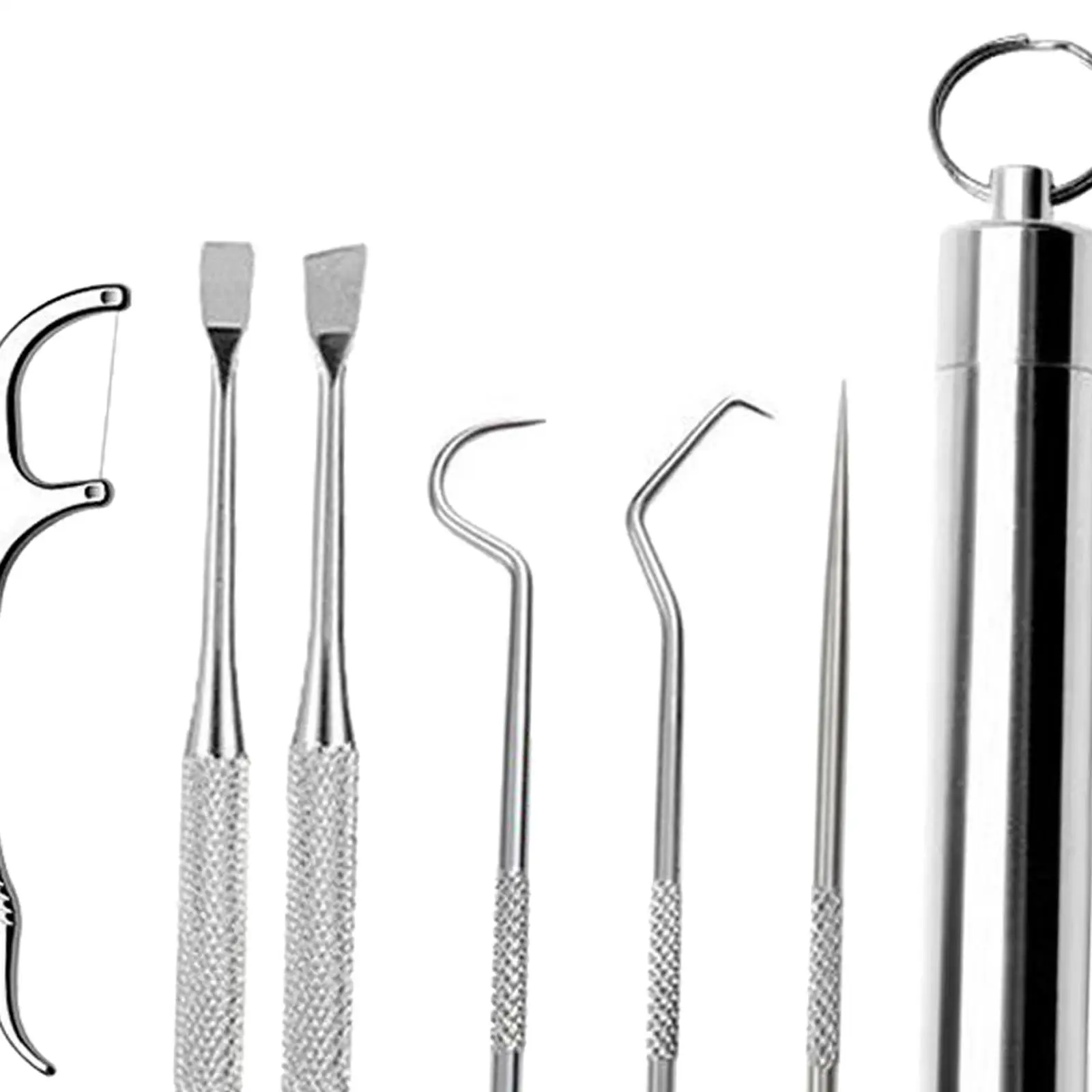 Zahnstocher-Set aus Edelstahl mit Halter für Wandern und Camping