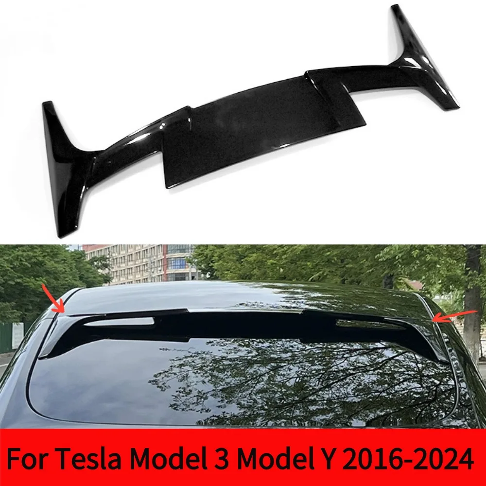 For Tesla Model 3 Model Y 2016-2024 Rear Top trunk Roof Spoiler Wing  Look Style Glossy Black Rear Spoiler Wing Bodykit