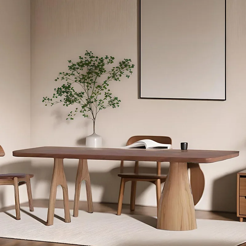 Retro simple solid wood dining table tea  wabi sandy wind antique rectangular work