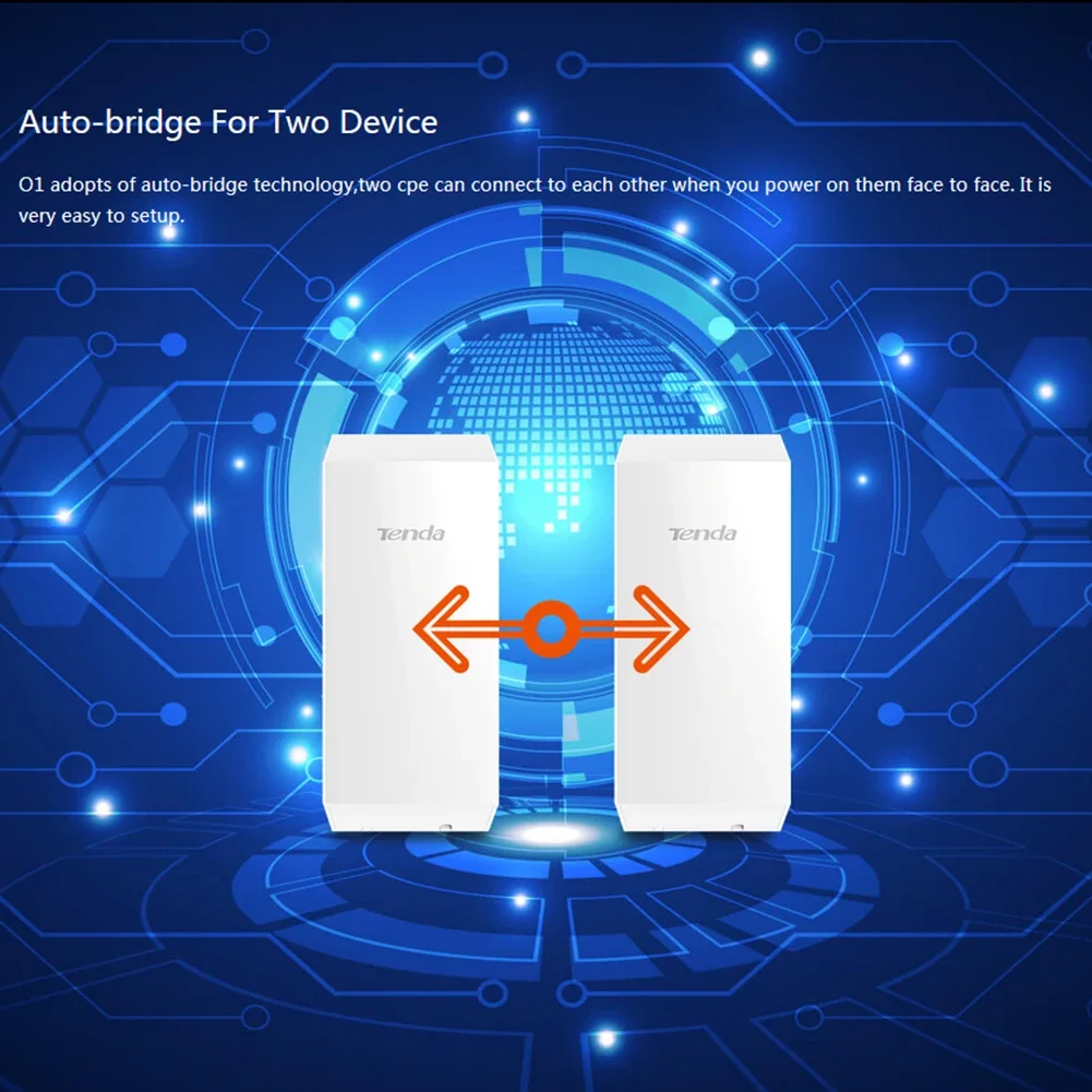 Tenda O1 2.4GHz mostek zewnętrzny CPE 300Mbps zasięg bezprzewodowy punkt-punkt na zewnątrz punkt dostępu Hotspot wzmacniacz sygnału wi-fi daleki zasięg