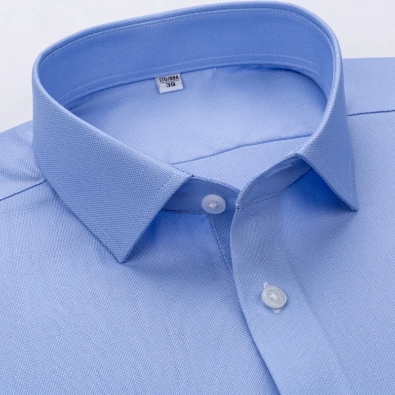 Sem vestígios camisas masculinas de manga longa 8xl fibra de bambu camisas masculinas de manga longa camisa casual trabalho azul camisa branca anti-rugas