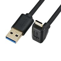 25cm 1m Gold-Plated High-Speed Version 3.0 USB 3.0 (Type A) Male To USB 3.1 (Type C) 90 Degree Elbow Laptop Data Charging Cable