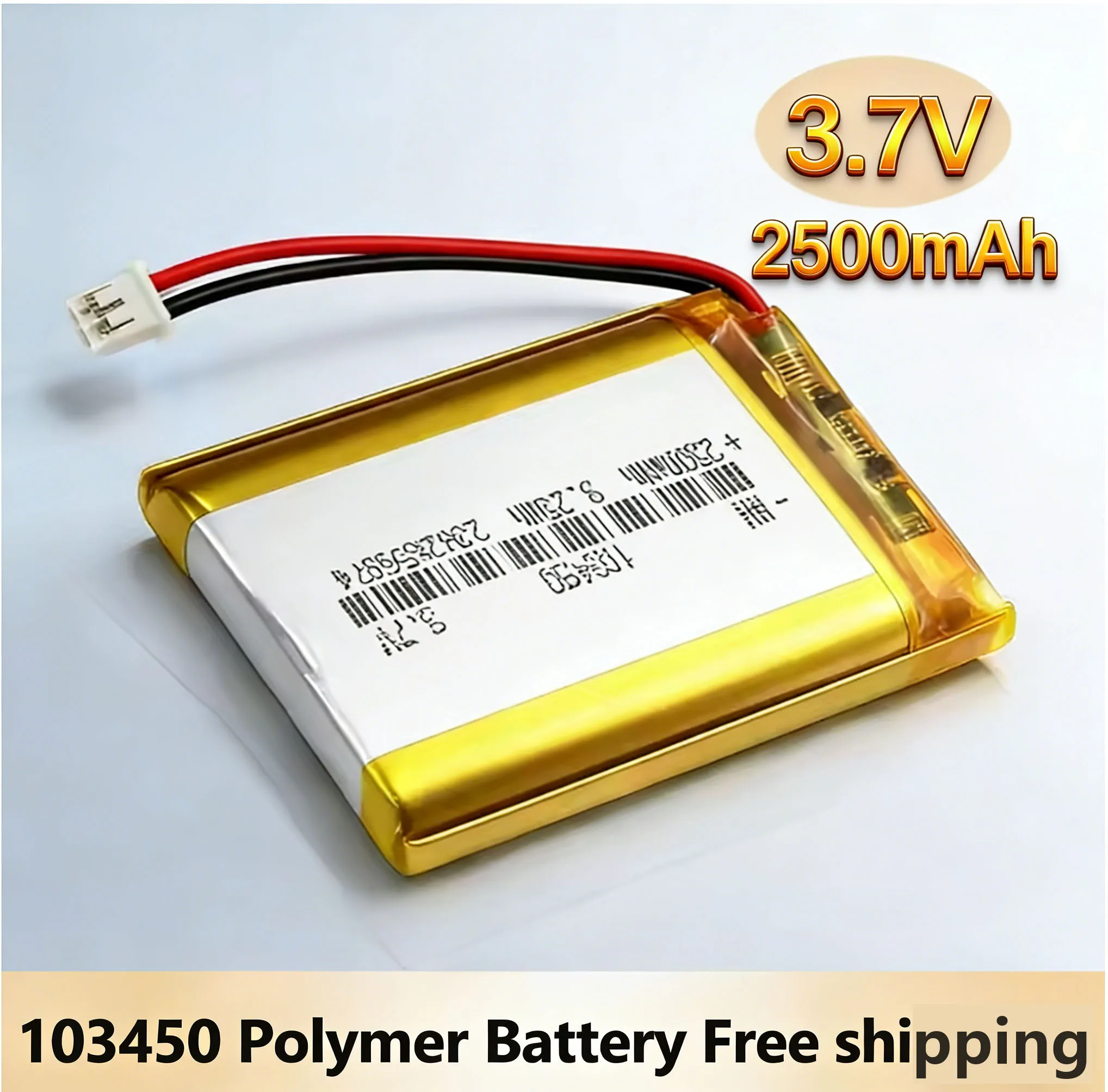 

Литий-полимерный аккумулятор высокой емкости 103450 3.7V 2500mAh JST PH 2.0мм 2Pin для GPS-навигатора, камеры, Bluetooth-гарнитуры