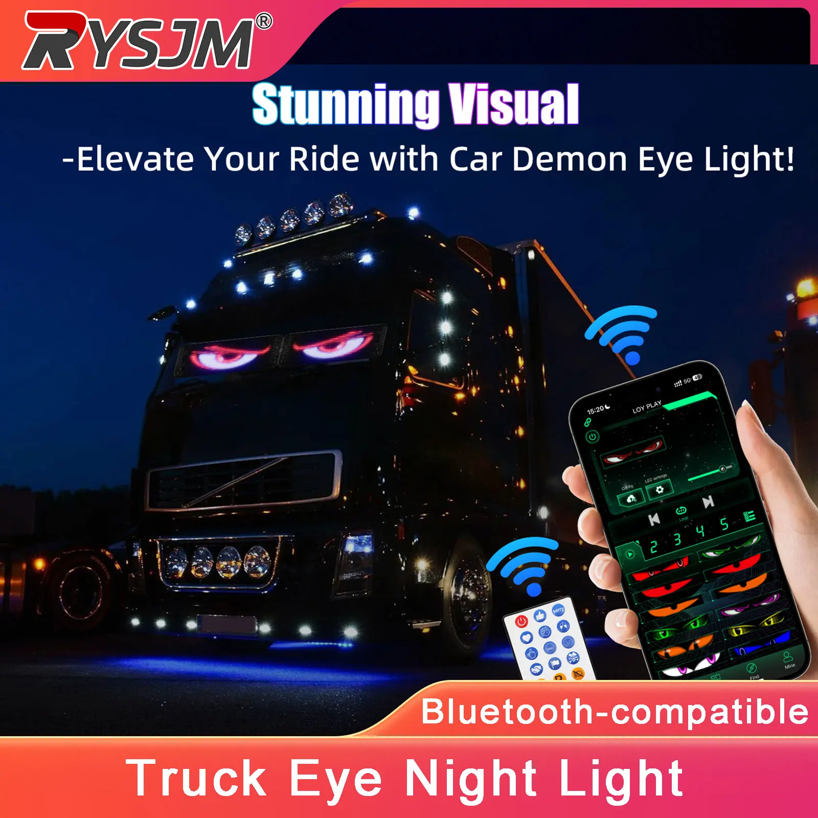 

Светодиодная панель LED Devil Eye для автомобиля, грузовика, лобового стекла, анимированная LED-матрица, пиксельная панель, декоративная цифровая панель с эффектом демона, управление через приложение.