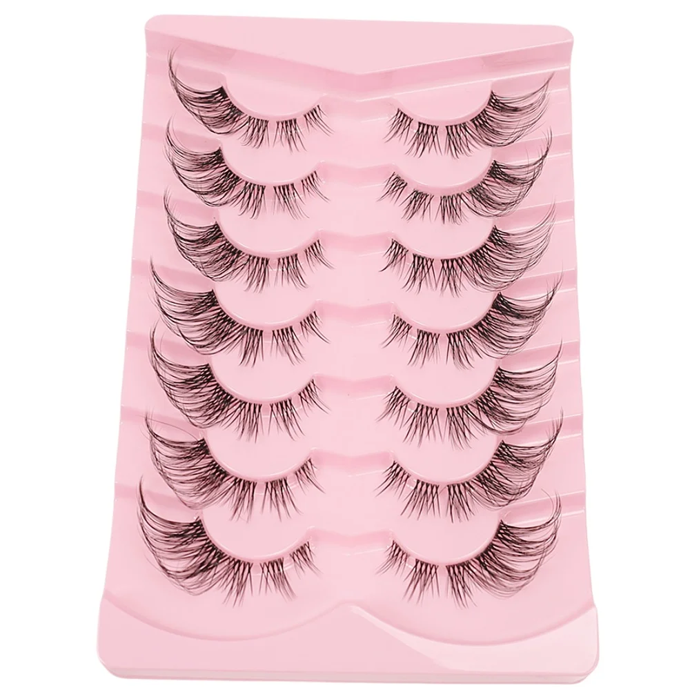 7組の混合長さつけまつげセット、ナチュラル＆キャットアイスタイル、CCUDカール、再利用可能、無臭