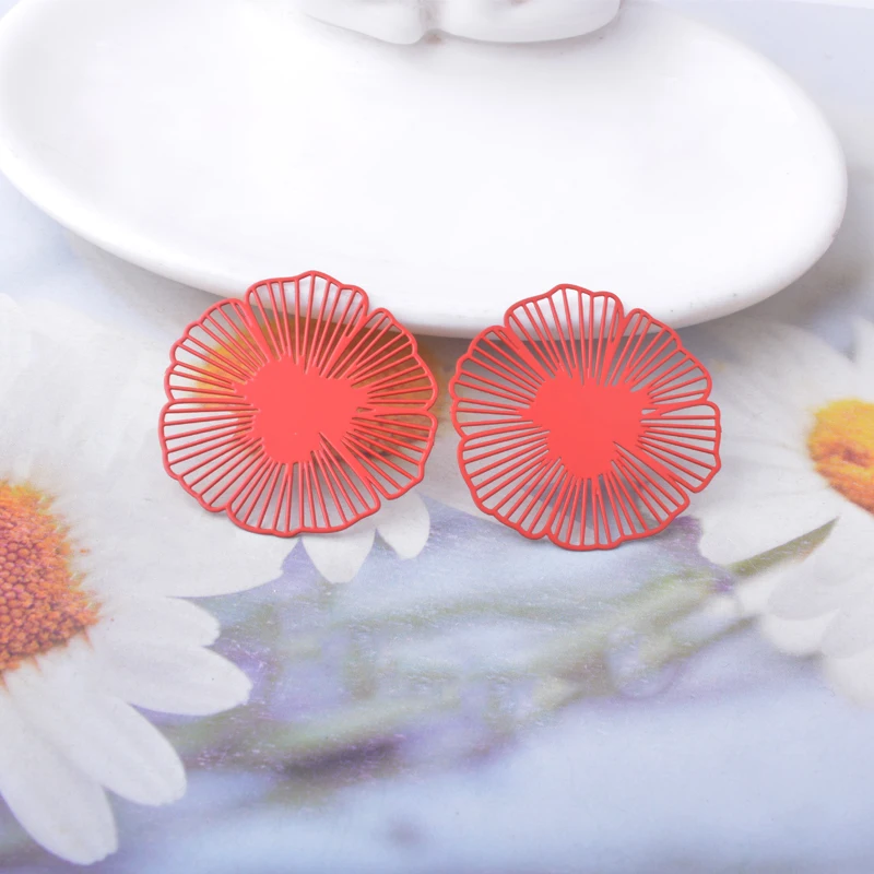20 Stück AB8783 Messing-Schmuckblumen-Anhänger, bemalte Verbindungsstücke, DIY-Ohrring-Zubehör für Frauen – Detail 12