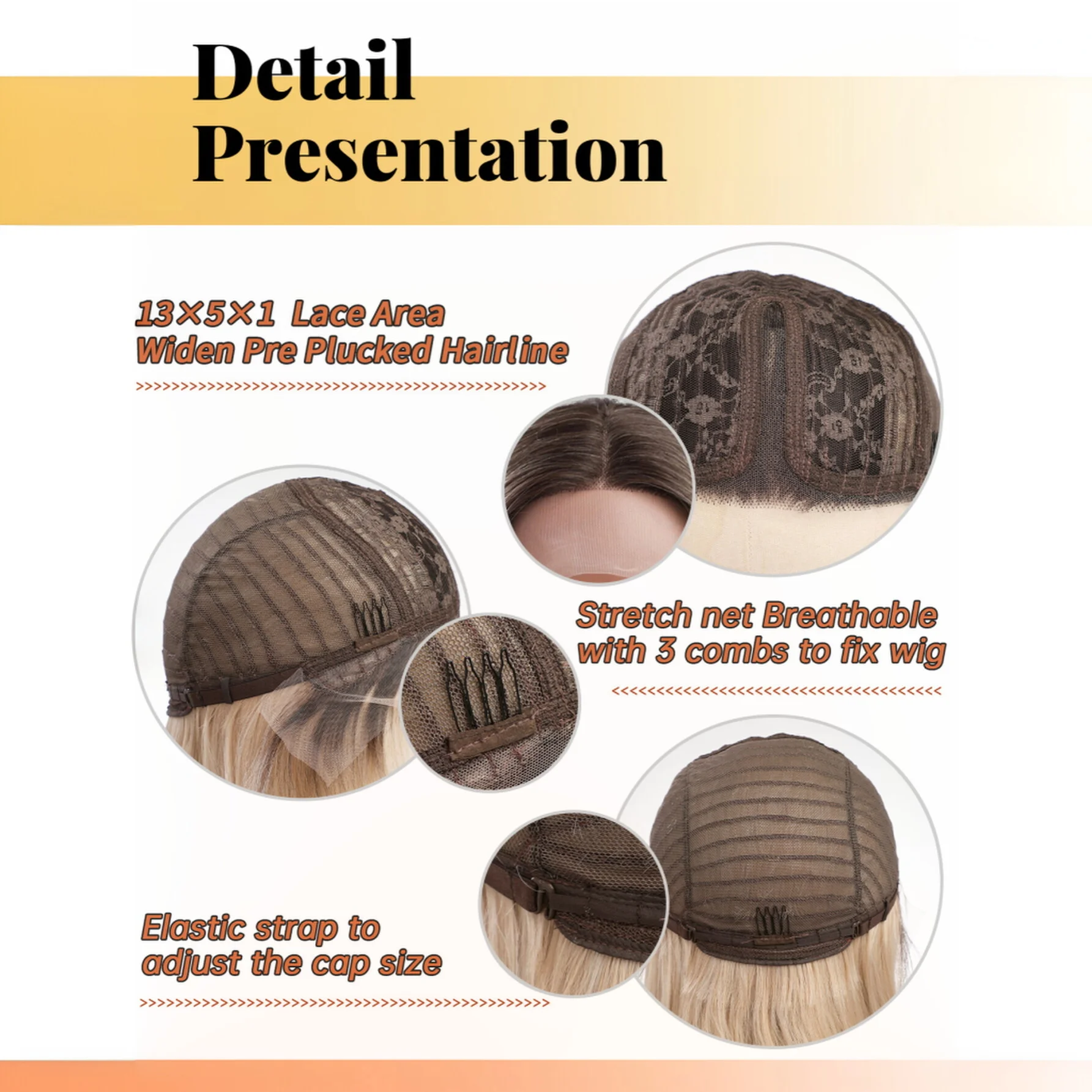 13x5x1 T Part Lace Front Wig Ombre Brown To Blonde Long Straight Synthetic Heat Resistant Natural Wig for Women Halloween Party