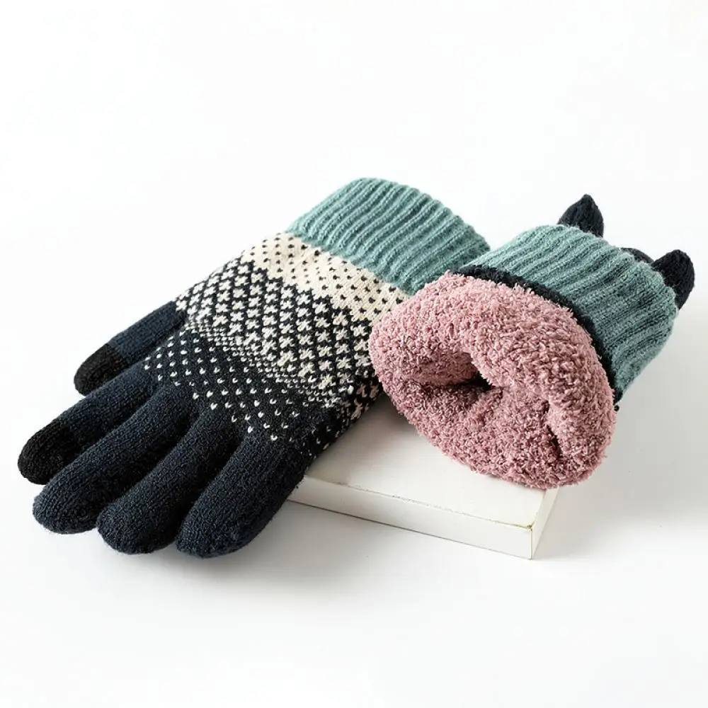 Winter Thermal Knitted Gloves For Zhiyi Fleece Lined Touchscreen Full Finger Mittens Men Women Outdoor Riding Warm Gear