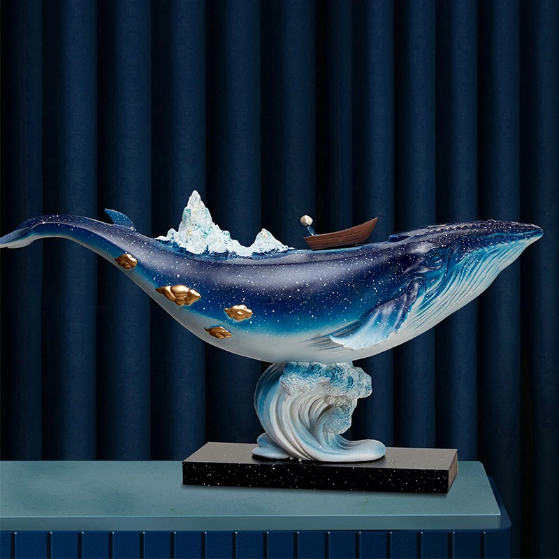 Artistic Whale Creative Decoration Home Ornament Living Room Wine Cabinet Hallway Office Desk Surface Panel Decoration Ornament