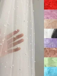 Pearl Mesh Fabric By Meters for Wedding Dress Clothes Curtains Hair Clip Diy Sewing High-density Soft Smooth Plain Organza Cloth