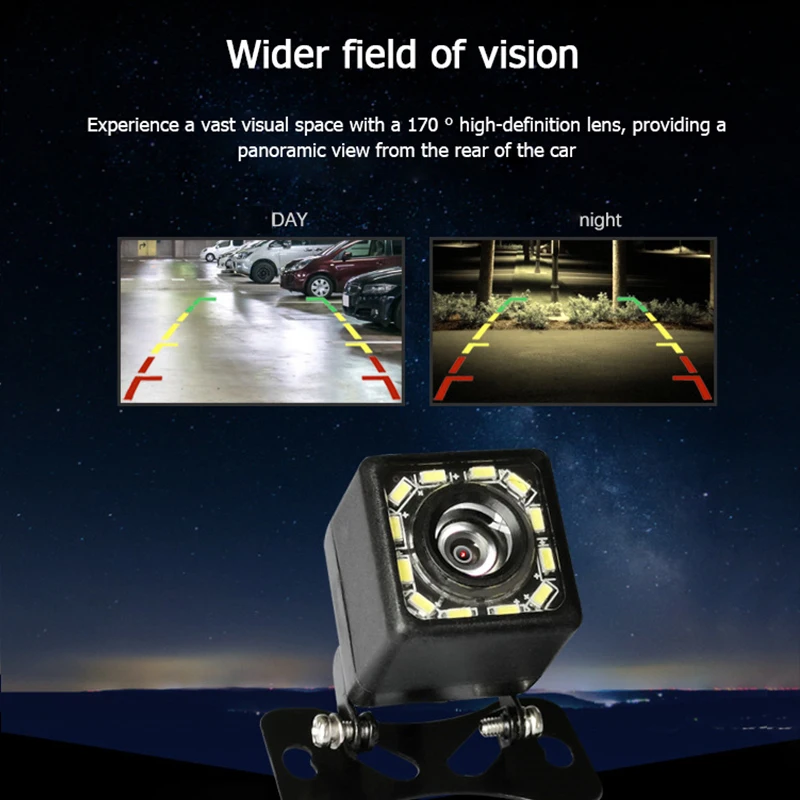 Car Rear View Camera with VideoCable Night Vision Reversing Auto Parking Camera lP68 Waterproof LED Auto Backup Monitor HD