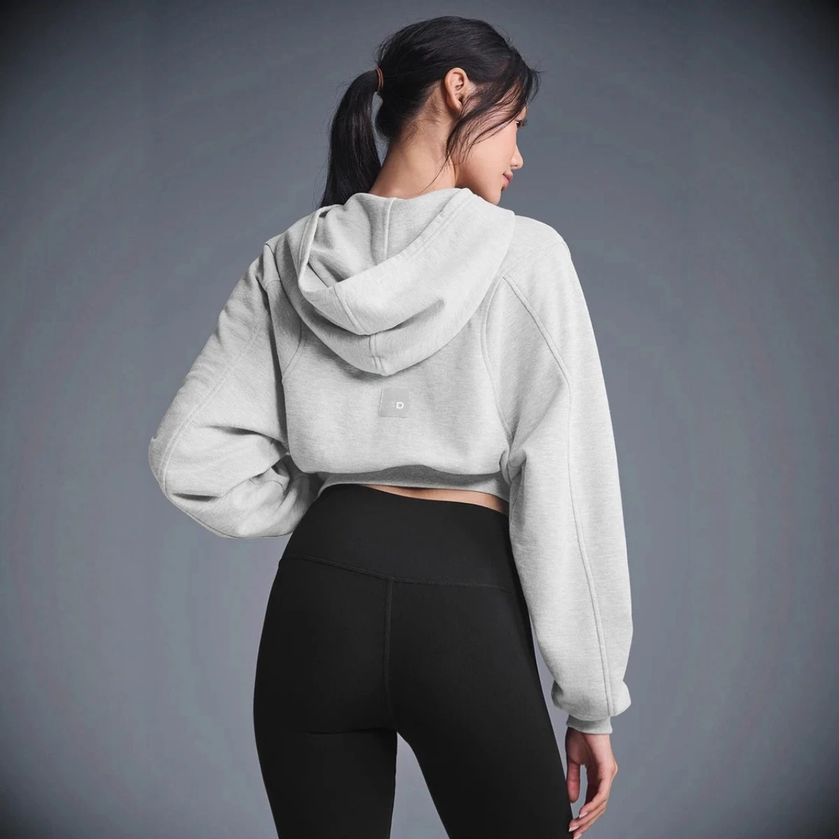 크롭 스포츠 패션 짧은 지퍼 후드 재킷, 루즈 캐주얼 가디건 스웨터