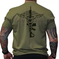 Camiseta de caduceo táctico Medic de combate de EE. UU., nueva camiseta informal de manga corta de verano con cuello redondo de algodón 100% para hombre, talla S-3XL