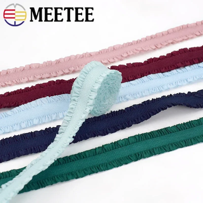 5/10Y 13mm Elastic Bands for Sewing Double Lace Trims Bra Strap Rubber Ribbon Underwear Hairband Tapes DIY Garment Accessories