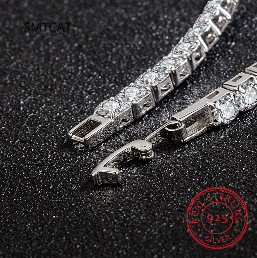 Real 4mm Moissanite Sparkling Full Diamond GRA 925 Sterling Silver Wedding Engagement Party Jewelry Bracelets For Women