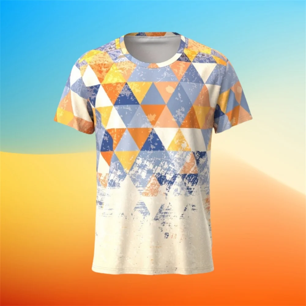 Mens Simple Tie Dye Sports T Shirts Summer Fashion Short Sleeve 3D Print Fitness T-Shirts Casual Oversized Breathable O-Neck Top