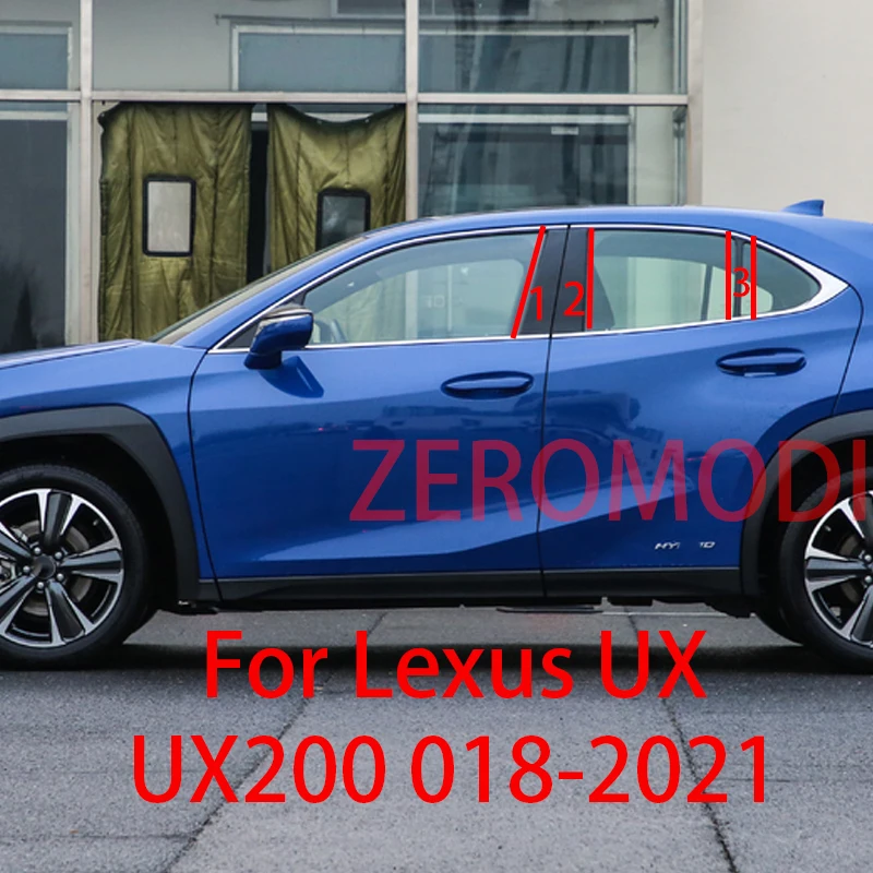 For Lexus UX UX200 UX250H ZA10 Car Window B C Center Pillar Sticker PC Decorative Central Frame Cover Strip 2018 2019 2020 2021