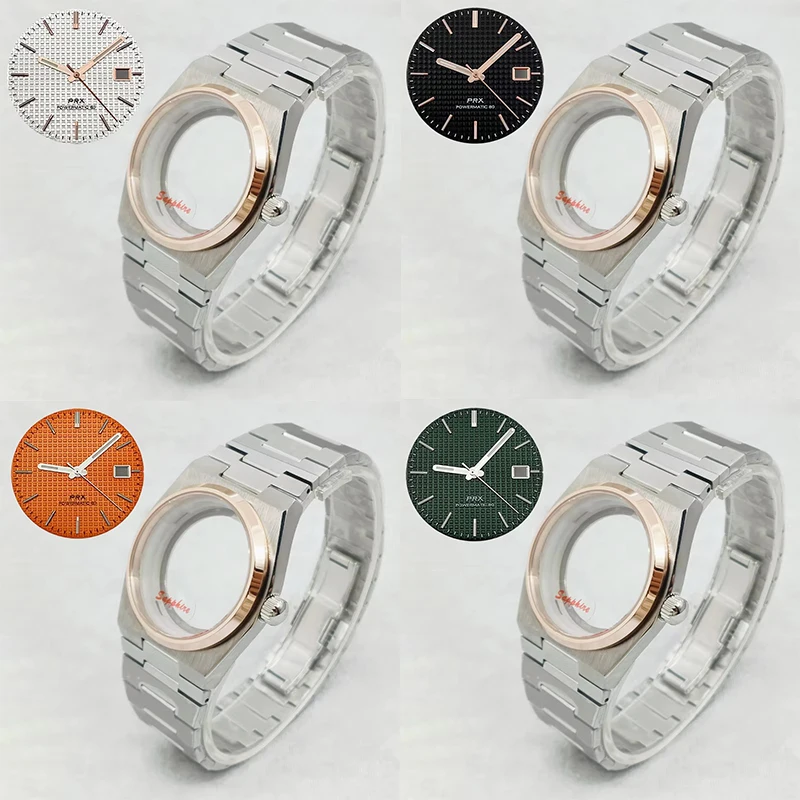 NH35 Cases PRX Super Player Case Sapphire Glass Fits NH35 NH36 4R35 4R36 Movement Transparent Back Cover PRX Men's Watch Case