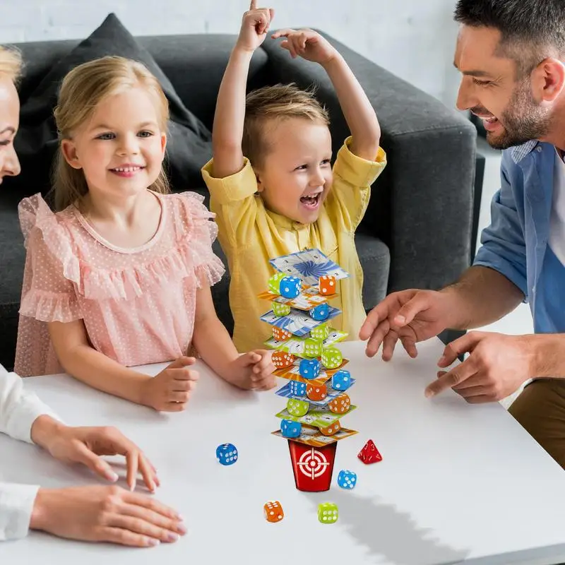 子供のための積み重ね可能なサイコロボードゲーム,テーブルゲーム,楽しい,2人のプレーヤー,カラフル,家族,夜,友達のための学習おもちゃ