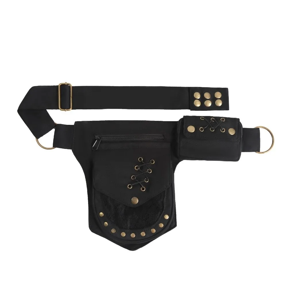 

Adjustable Strap Punk Style Belt Waist Packs Multi-functional Vintage Design Leg Phone Bag Durable Lightweight Rivet Hip Bum Bag