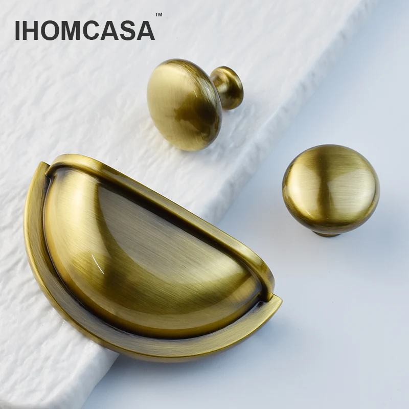 IHOMCASA Kitchen Furniture Handles Cupboard Cabinet Door Handle Wardrobe Shoe Cabinet Pulls Shell Golden Drawer Knobs Nordic