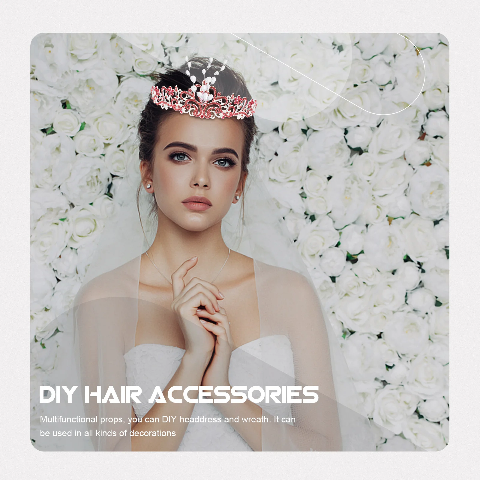 

50pcs Woven Hair Accessory Floral Hoop Diy Wreath Decor For Wedding Party Garland Craft Artificial Flower Stem Acrylic Bead