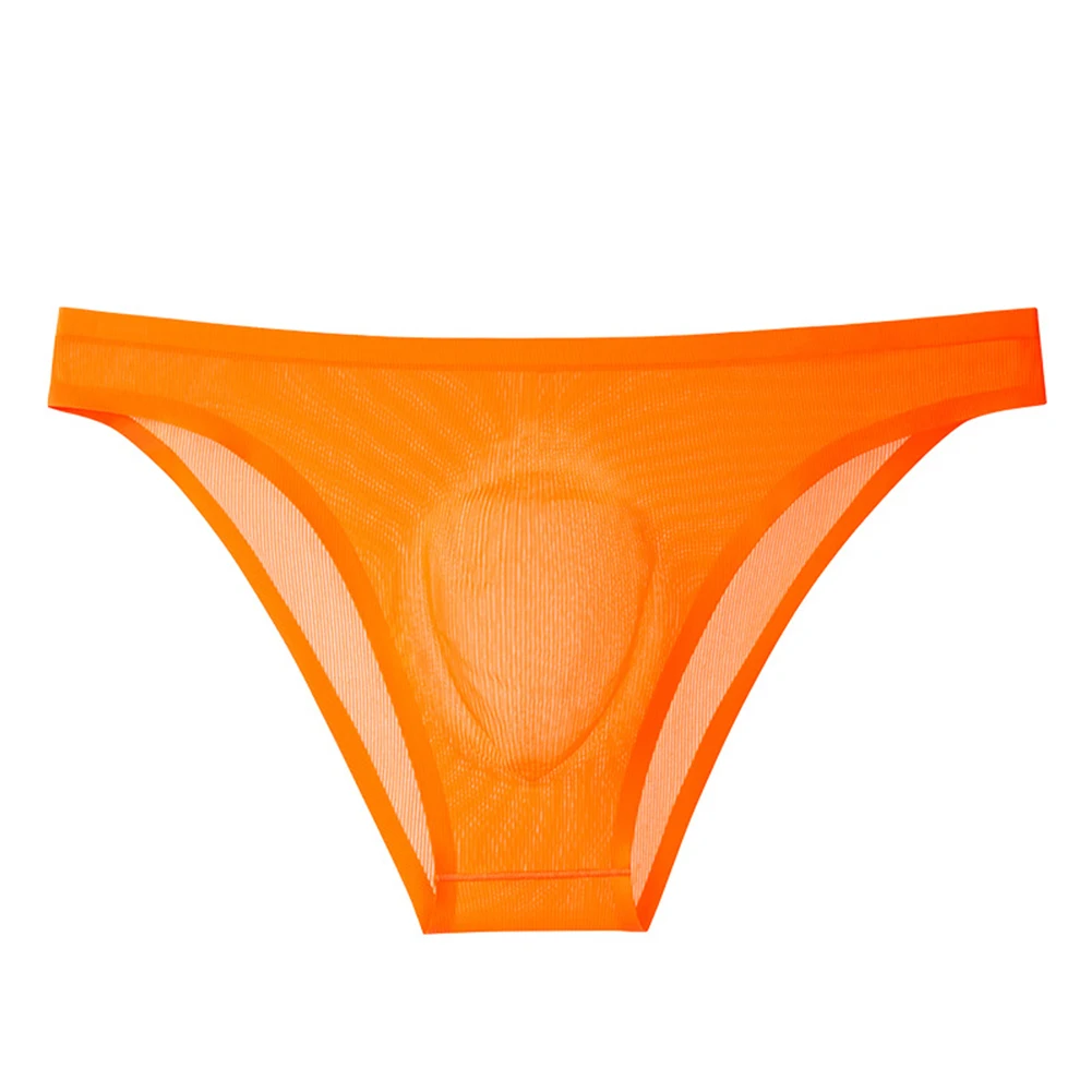 Tanga Sexy de seda helada sin costuras para Hombre, calzoncillos ultrafinos transparentes, suspensorio, ropa interior para Hombre, calzoncillos con bolsa convexa en U