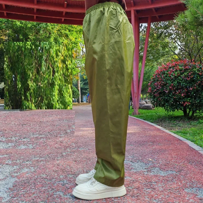 Man Boy Green Rainproof Waterproof Trousers Pants Elastic Waist