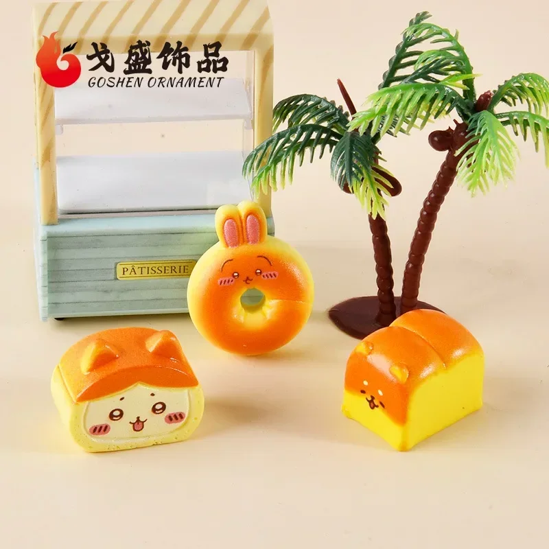 Mini Chiikawa Hachiware Usagi Resin Model Food Bread Cook Cat Safe Tea Paste Chestnut Ornament Cartoon Desktop Car Decoration