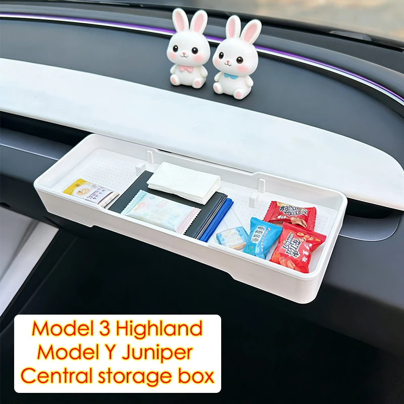 

For Tesla Model 3 highland Model Y Juniper Screen Rear Storage Box Tissue Phone Holder Dashboard Storage Tray Center Console