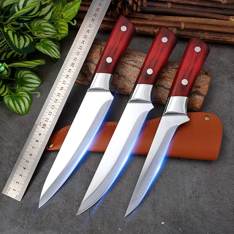 Stainless Steel Kitchen Knife Set 1-3 Piece Cleaver Meat Butcher Boning Knife Beef Fish Slicing Knife Plastic Handle Chef Knives