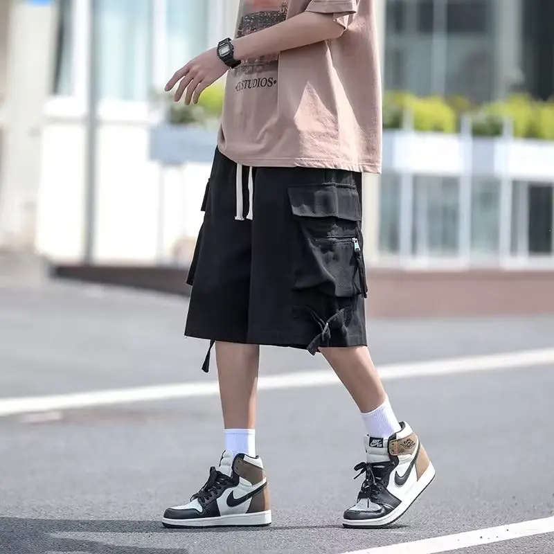 Summer Shorts Oversized Baggy Five Point Trousers Harajuku Korean Fashion Wide Leg Pants Ins Hip Hop Bottoms Men and Women