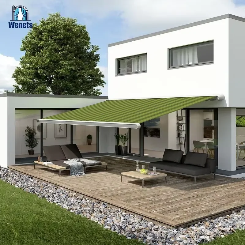 for Waterproof Outdoor Sun Shades Aluminum Alloy Retractable Full Cassette Awnings