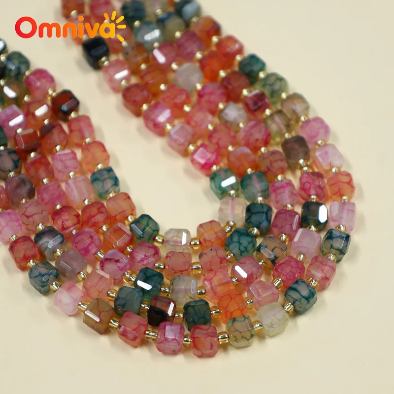 Faceted Tourmaline dragon patterned agate Natural Stone beads DIY Accessories charm Bracelets For Making 15'' Wholesale 6/8/10MM