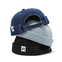 Top Denim Docker Cap Without Visor Letter Label Brimless Caps Adjustable Solid Color Hat Hats Unisex Adult Retro Hip Hop Street