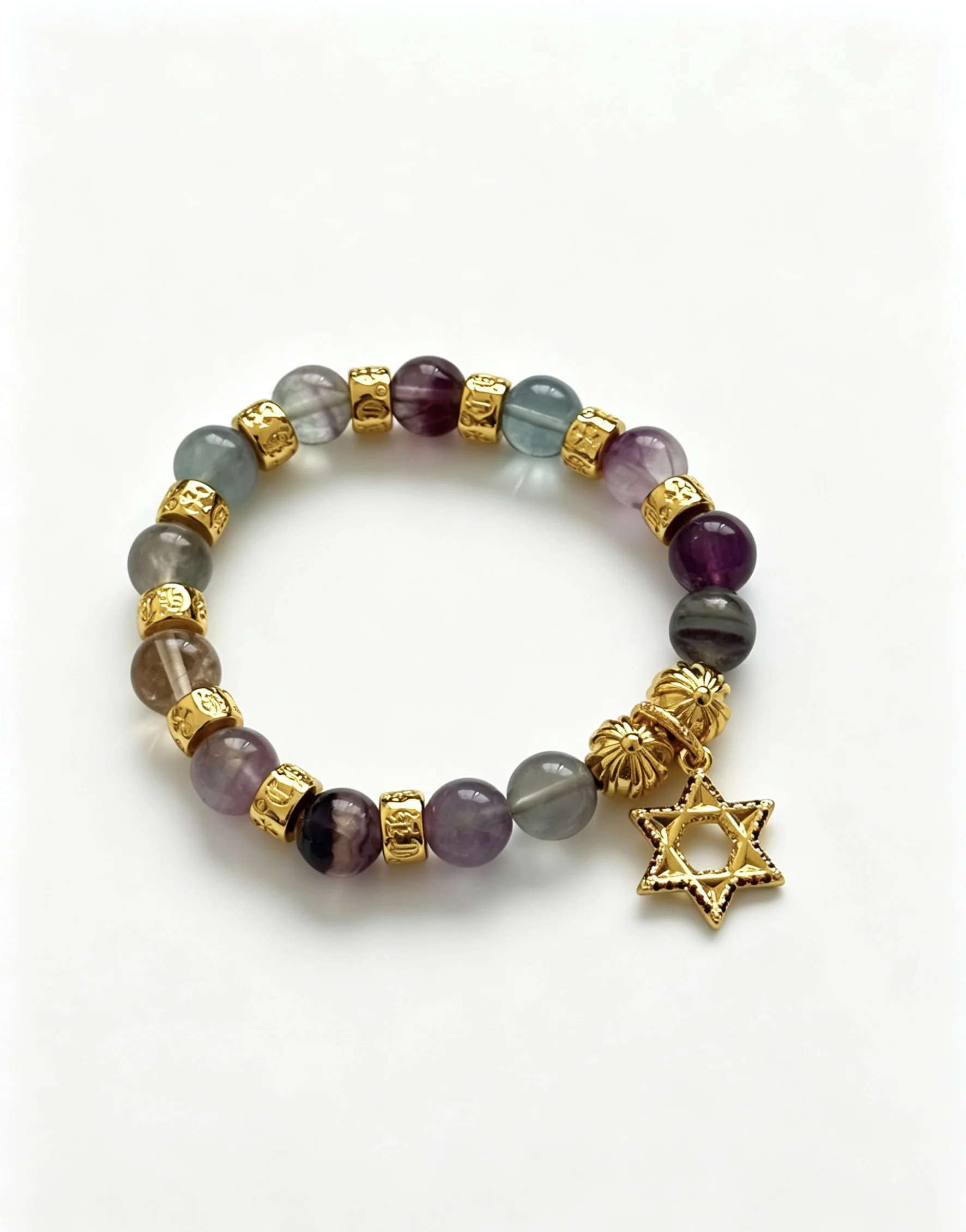 S925 sterling silver multi-element small round beads charm light luxury hollow five-pointed star pendant CH bracelet for girlfri