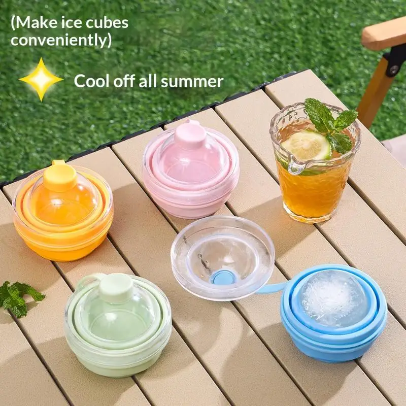 Foldable Silicone Ice Ball Maker Cup Ice Mold For Cocktails Large Sphere Easy Release Reusable Freezer Travel Mug