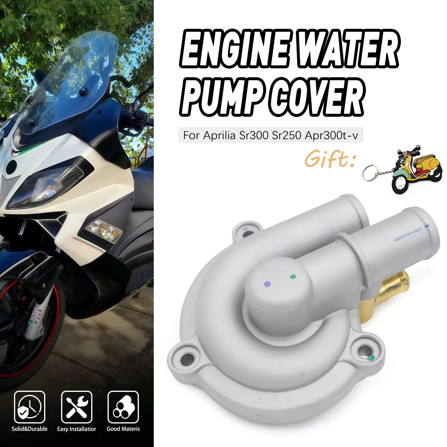 Replace Motorcycle Parts Water Pump Cover engine cover Stable For Aprilia SR300 SR250 APR300T-V  Motorcycle Parts
