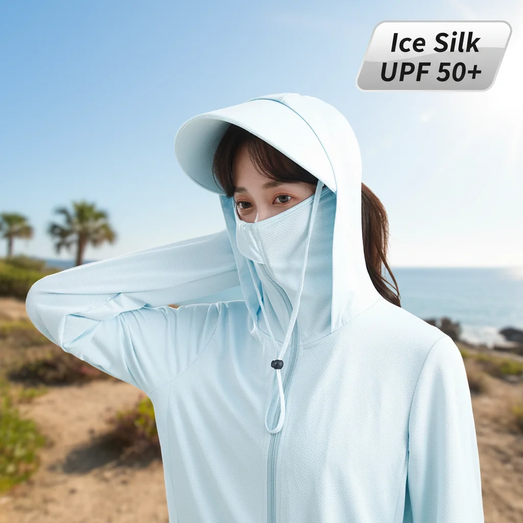 Unisex Ultra Light Ice Silk Sun Protection Hoodie Breathable Cooling Outdoor Hiking Running Anti UV Shirt