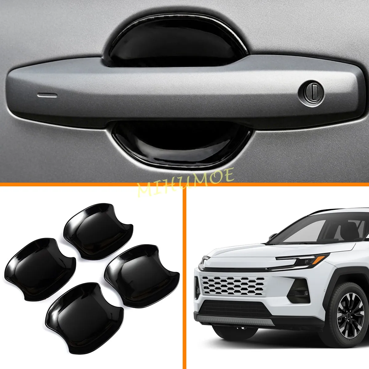 For 2026 2027 2028 Toyota RAV4 AX60 4Pcs Glossy Black Car Door Handle Bowl Cup Sticker Cover Trim Decorative Accessories