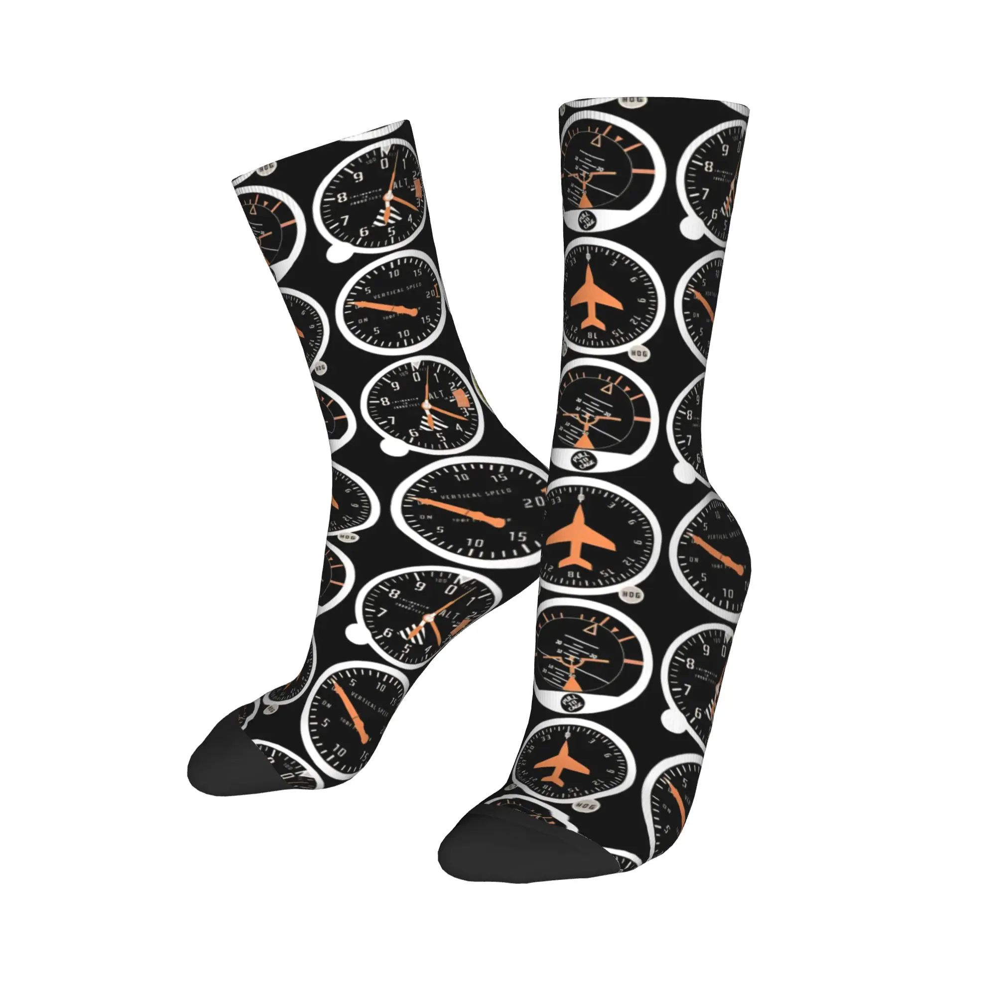 Fashion Male Men Socks Novelty Light Aircraft Dashboard Sock Polyester  Sport Women's Socks Spring Summer Autumn Winter