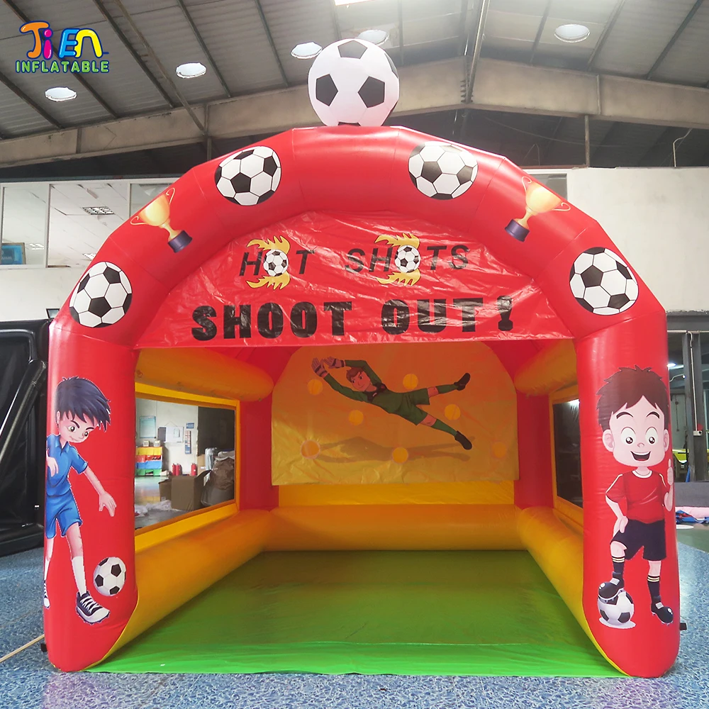 free air ship to door,5x3x4m popular giant outdoor inflatable soccer shooting sports games/ inflatable football soccer goal post