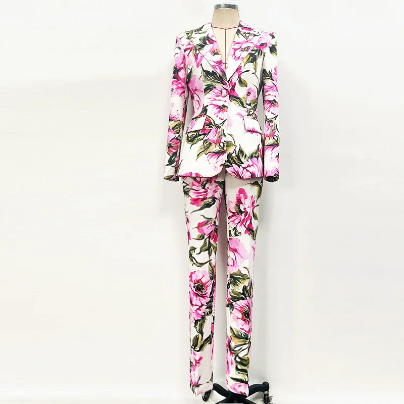 

Women's High-End Printed Suit Set 2025 New Casual Temperament Suit Pencil Pants Slim Fit Two-Piece Set